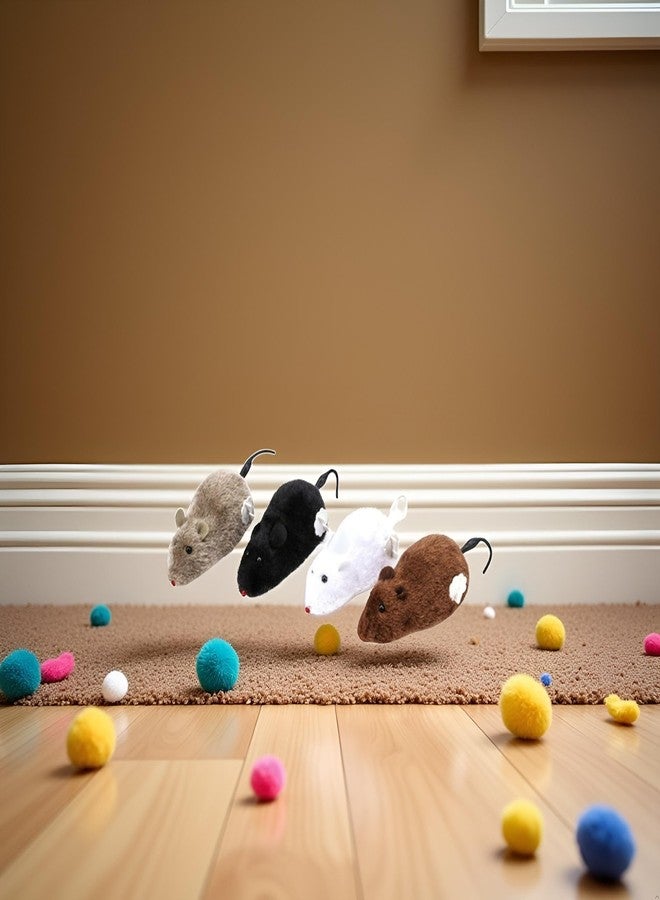 Sluswallow 1 Pc Random Color Furry Mice Cat Toy Wind Up Toys Realistic Mouse Toys Funny Moving, Cat Mice and Animals Toys Interactive Play for Kitten Mouse - Image 3